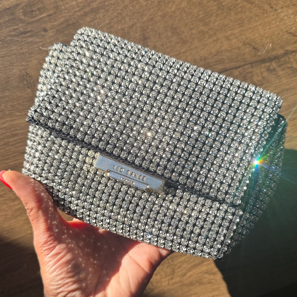 Ted Baker Crystal-Embellished Chain Strap Clutch